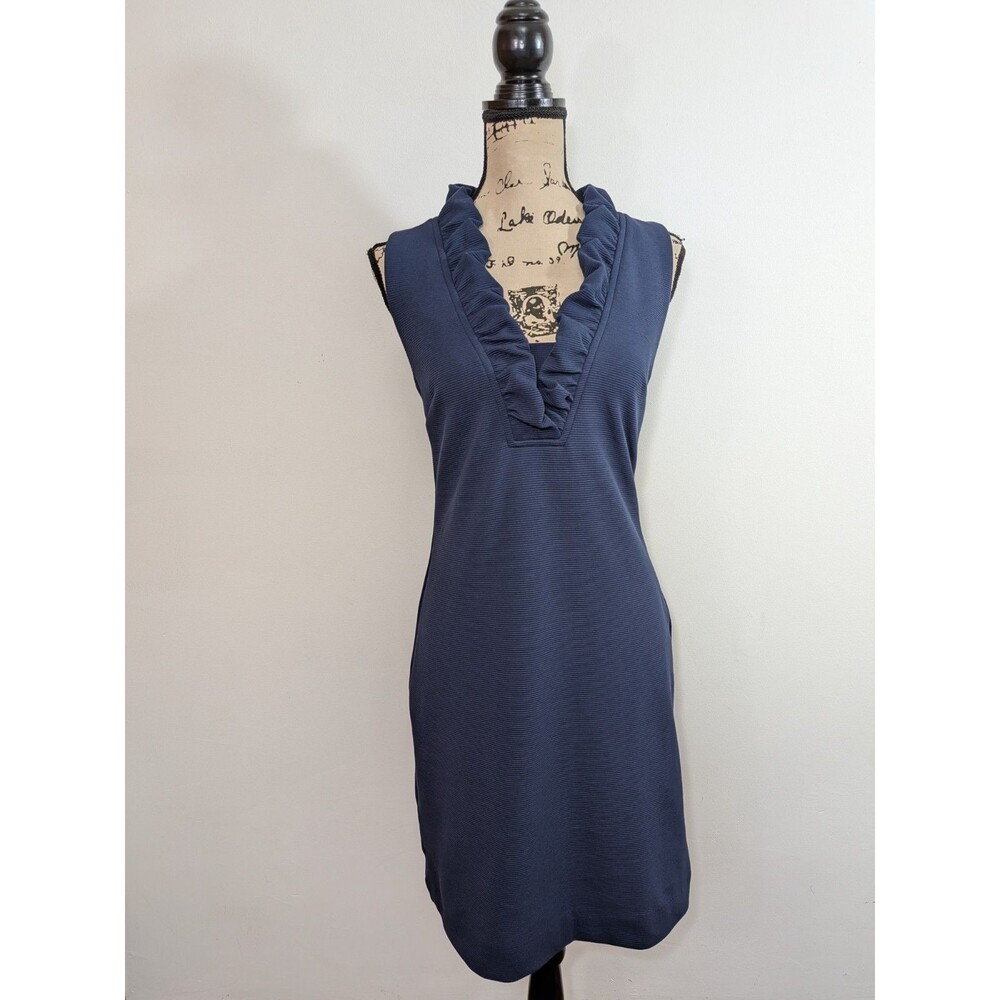 Lilly Pulitzer Tisbury Knit V-Neck Sleeveless Ruffle Detail Sheath Dress Size S